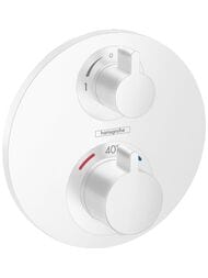 Смеситель Hansgrohe Ecostat S 15758700 термостат, с запор/перекл вентилем, внеш.часть, белый матовы — миниатюра 1