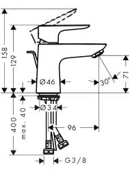 Смеситель Hansgrohe Talis E 71703000 CoolStart для умывальника, с донным клапаном, хром — изображение 2