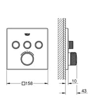 Смеситель Grohe Grohtherm SmartControl 29126000 термостат, 3 выхода, внешняя часть, хром