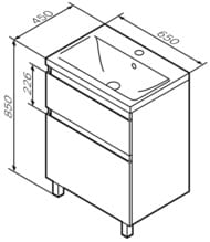 Тумба под раковину AM.PM X-Joy (650х850х450) напольная, 2 ящика, белый глянец M85AFSX0652WG