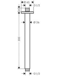 Кронштейн для верхнего душа Hansgrohe Vernis Blend 27805670 300 мм потолочный, черный матовый — изображение 2