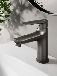 Смеситель для раковины ESKO Lagos Gun Metal LG26GM однозахватный, низкий излив, цвет: темно-серый — изображение 2