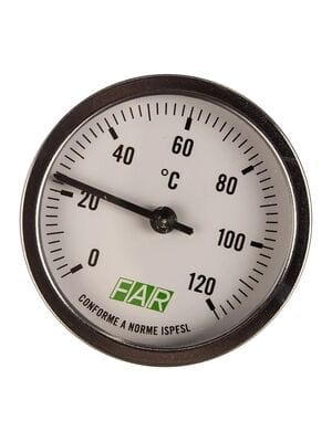 Термометр FAR 0-120°C, зонд 50 мм, d 80 мм, торцевое соединение 1/2