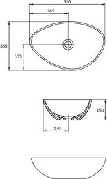 Раковина Cersanit MODUO 55 LEAF (565х365х150) на столешницу, белая 63571