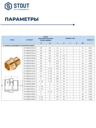 Ниппель STOUT 1/2"НН, латунь, арт.SFT-0003-001212