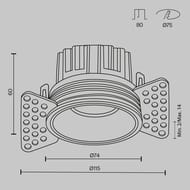 ������������ ���������� Maytoni Round (�����) DL058-12W3K-TRS-B, 3000K, 12��, 50�, IP20, ������
