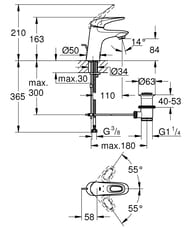 Набор смесителей Grohe Eurostyle для раковины, ванны, с душевым гарнитуром, хром 124416