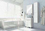 %Шкаф-колонна AQUATON Рико 1A216603RIB90 300x273x1542 подвесная, 2 дверцы. белый глянец/ясень фабрик