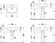 Умывальник DURAVIT D-CODE 600х460х175 отверстие под смеситель, перелив 23106000002