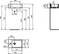 Рукомойник Ideal Standard Lux STRADA 450х270х130 отверстие под смеситель K081701