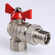 Кран угловой с американкой 1/2"ВН VALTEC BASE красная бабочка VT.228.N.04