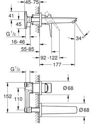 ��������� ��� ����������� Grohe BauEdge 20474001 ������������, �������������, �� 2 ���., ����
