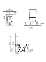 Унитаз-компакт Vitra Zentrum (355х610х830) ободковый, с сиденьем, белый 9012B003-7209