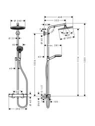 Душевая система Hansgrohe Crometta S 240 Showerpipe с термостатом д/душа, верхний и руч.душ 27267000