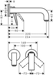 ��������� Axor Citterio 39121000 ��� ����������� ���������, ����� 220��, � ���������, ����