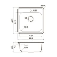 ����� Omoikiri NOTORO 48-IN (485�485�180) �������, ����-�������, ���������� ����� 4997436