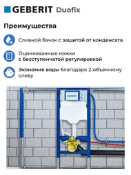 Инсталляция без клавиши смыва Для унитазов Geberit, Duofix  Встраиваемая — изображение 4