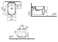 Биде Vitra Plural подвесное 550 мм, антибактериальное покрытие, перелив, белый 7831B403-0288