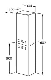 Пенал Roca Gap (344х199х1602) подвесной, правый, белый глянец ZRU9302883
