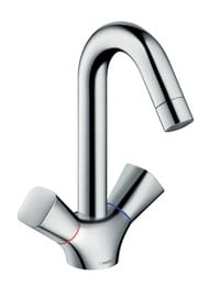 Смеситель Hansgrohe Logis 71221 для умывальника двухзахватный, без дон.клапана, поворот. излив 145мм
