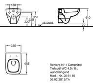 Унитаз подвесной Geberit Renova Compact (355х485х340) 206145000