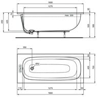 Ванна акриловая Ideal Standard i life 1600х700х450 прямоугольная, без ножек, белая T475801