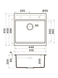 ����� Omoikiri KITAGAWA 51 GR (510�510�220��), ������������, ���� leningrad grey 4993830