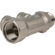 Коллектор VALTEC 3/4" на 2 выхода 1/2"В магистральный без кранов, никель VTc.550.N.0502