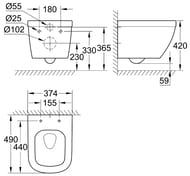 Унитаз Grohe Euro Ceramic 39206000 подвесной (374х316х490) компактный, безободковый
