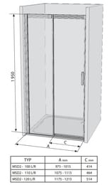 Душевая дверь RAVAK MATRIX MSD2-120 L (1215х1950) раздвижная, сатин+Transparent