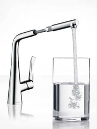 Смеситель Hansgrohe Metris M71 для кухни 320мм вытяжной излив 1 тип струи сталь 14821800 — изображение 2