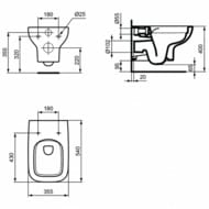 Унитаз подвесной Ideal Standard i life A 355х540х335 безободковый,белый T471701