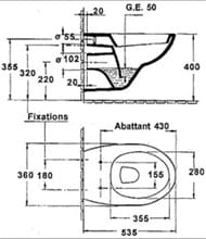 Унитаз Jacob Delafon PATIO E4187-00 подвесной (535х360х400) белый