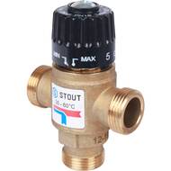 Термостатический смес. клапан STOUT для систем отопления и ГВС 3/4" НР 20-43°С KV 1,6 м3/ч