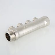 Коллектор VALTEC 3/4" на 4 выхода 1/2"Н магистральный без кранов, никель VTc.500.N.0504