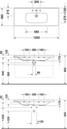 Раковина Duravit DuraStyle 1200х480х170 1 отверстие под смеситель, перелив 2320120000