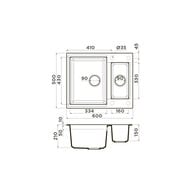 Мойка Omoikiri SAKAIME 60-2-SA (600х500х210) врезная, 1.5 чаши, тетогранит, цвет-бежевый 4993910 — изображение 3