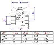 Кран шаровый 1/2"ВВ VALTEC BASE красная бабочка VT.217.N.04