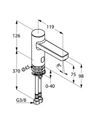 Смеситель KLUDI ZENTA электронный для умывальника, питание от сети 230 V (хром) 3820205