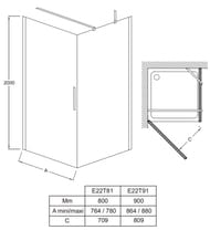 ������� ����� Jacob Delafon CONTRA 800�2000 ���������, �������, ������ �����./����. ������ E22T81-BL
