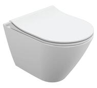 Унитаз подвесной Cersanit CITY OVAL Clean On (505х360х370) без ободка, тонкое сиденье микролифт 63114