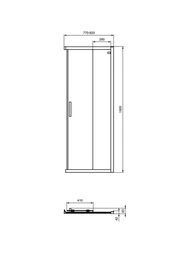 Дверь душевого уголка Ideal Standard CONNECT 2 (800х1950) откатная, прозр стекло/мат.черная K9259V3