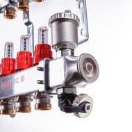 Коллекторная группа VALTEC  4 выхода, 1"х3/4" с расходомерами, нержавеющая сталь VTc.586.EMNX.0604