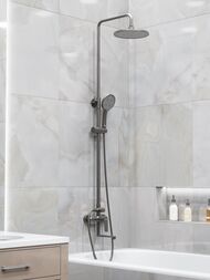 Душевая система ESKO Lagos Gun Metal ST205LGGM  настенная, ручной/верх. душ, поворот. излив, графит — изображение 2
