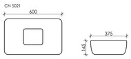 Раковина накладная Ceramicanova Element 600х375х145, прямоугольная, белый CN5021