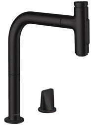 Смеситель Hansgrohe Metris Select M71 для кухни  200 мм вытяжной излив, черн матовый 73818670 — миниатюра 1