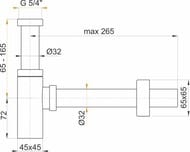 Сифон для умывальника Alcaplast A401  1 1/4"/32 DESING цельнометаллический, без выпуска, квадратный