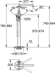 Смеситель Grohe Essence 23491001 для ванны, напольный, однорычажный, поворотный излив