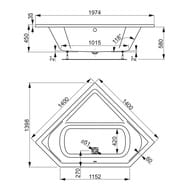 Ванна акриловая VAGNERPLAST CAVALLO CORNER 140 (1400х1400х450) угловая, белая VPBA140CAV3X-04
