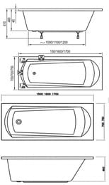 Ванна акриловая RAVAK DOMINO 150х70 ножки и сифон в комплекте